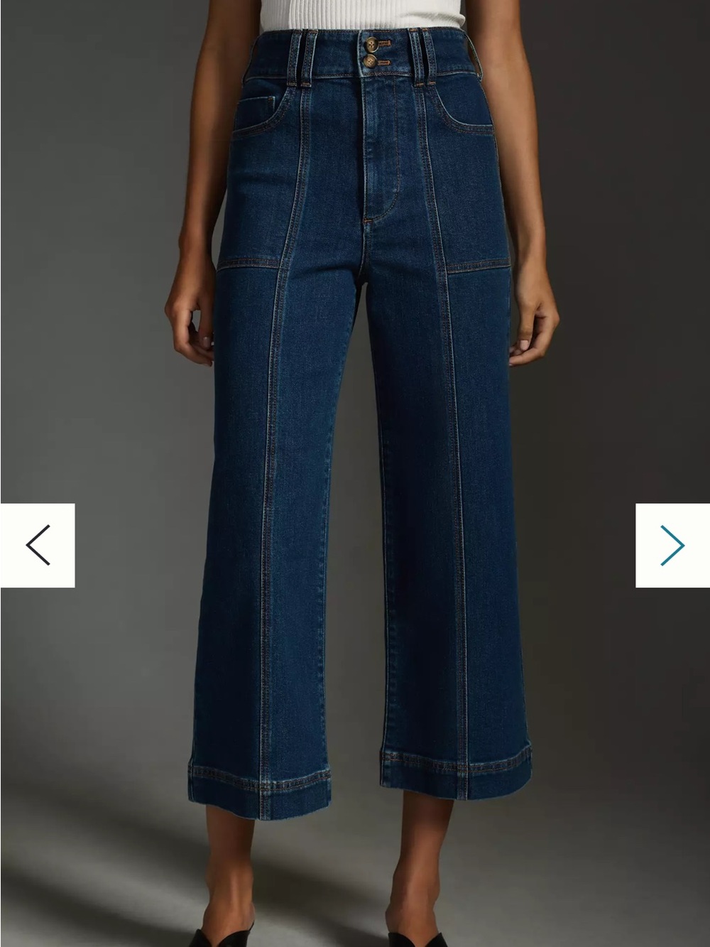 Pilcro The Skipper Seamed High‎ Rise Cropped Wide Leg Dark Indigo Denim Jeans 25